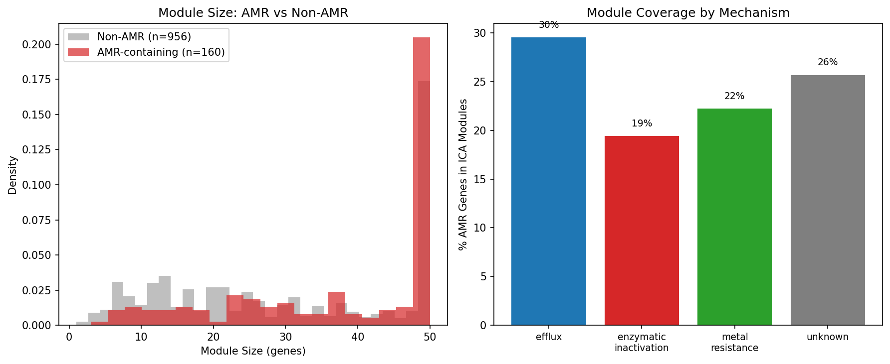 Module size comparison and mechanism coverage