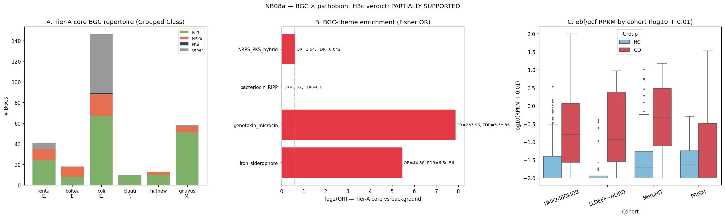 NB08a — Tier-A core BGC repertoire + theme OR + ebf/ecf cohort meta