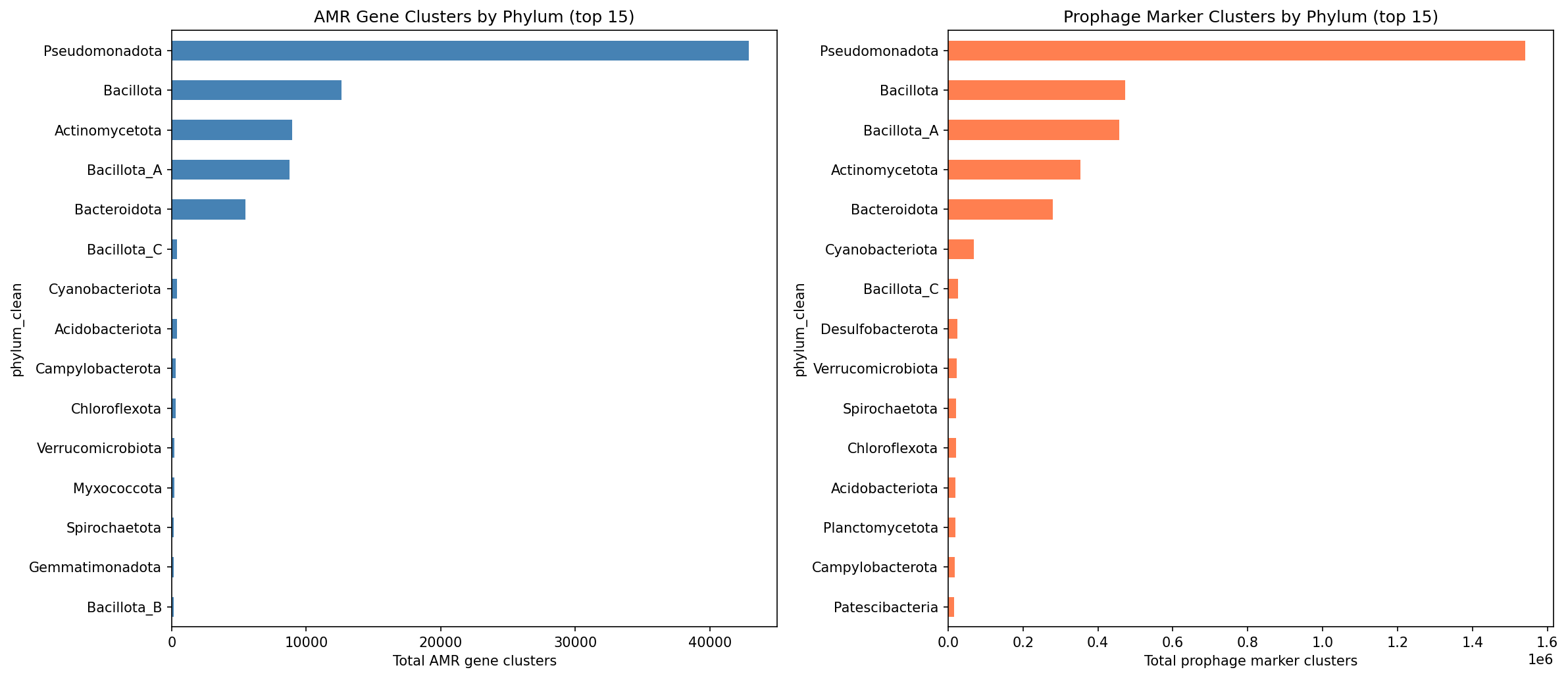 AMR and prophage distribution across phyla