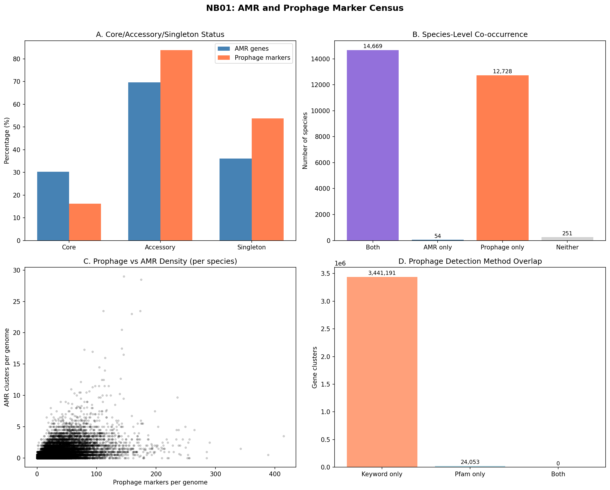 Census overview showing AMR and prophage distribution